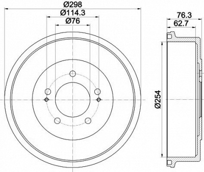 HELLA PAGID 8dt355301861 -  Тормозной барабан